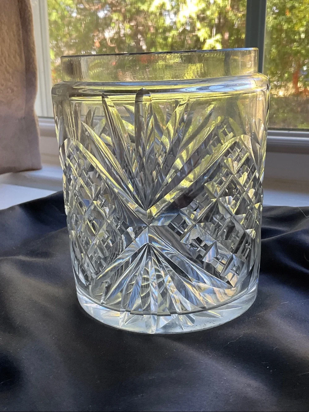 Clear Cut Glass Candy Dish and lid less Jar - Elegant Crystal-Style Home Dining